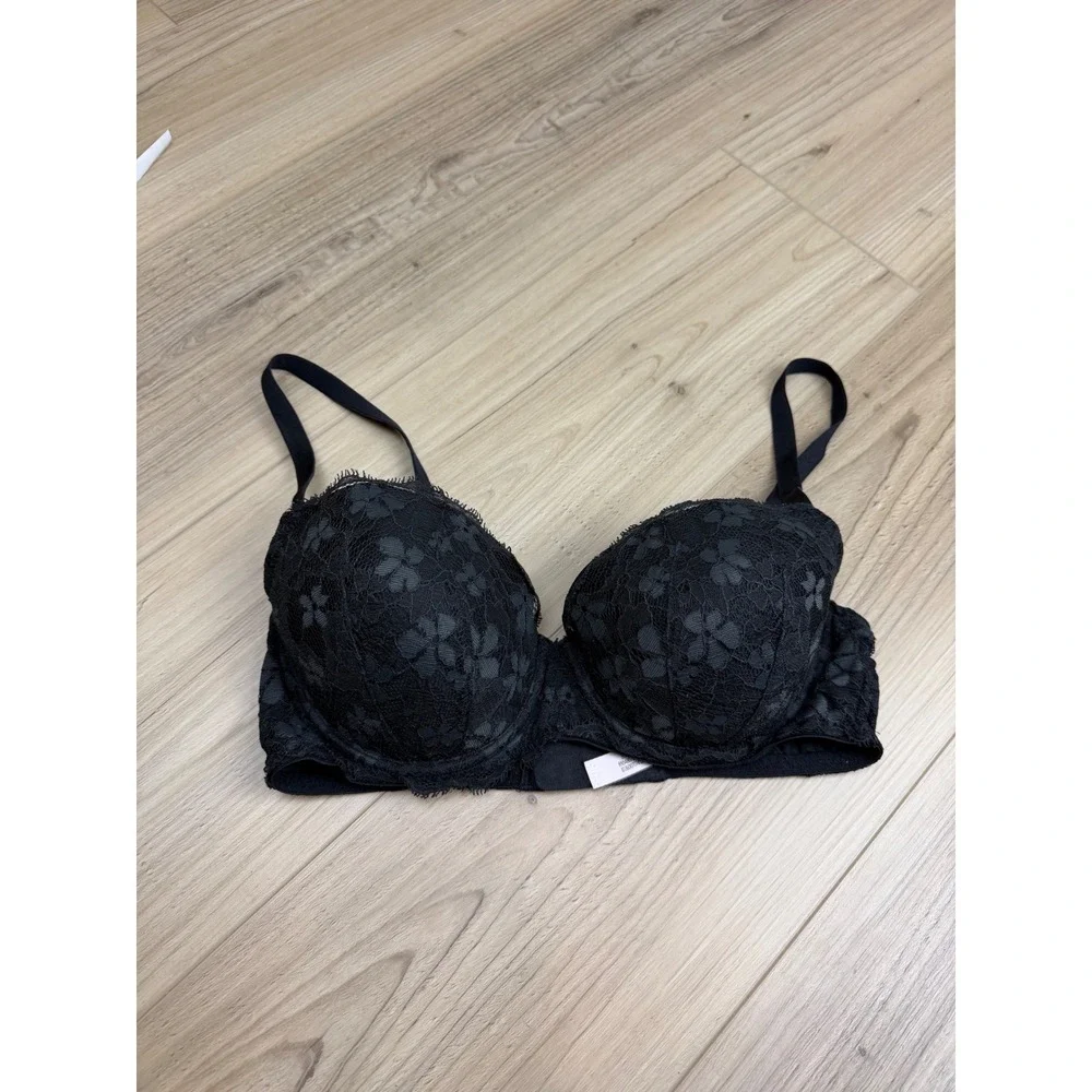 Victoria's Secret Dream Angels‎ Lined Demi Bra Black Floral Lace 32DD